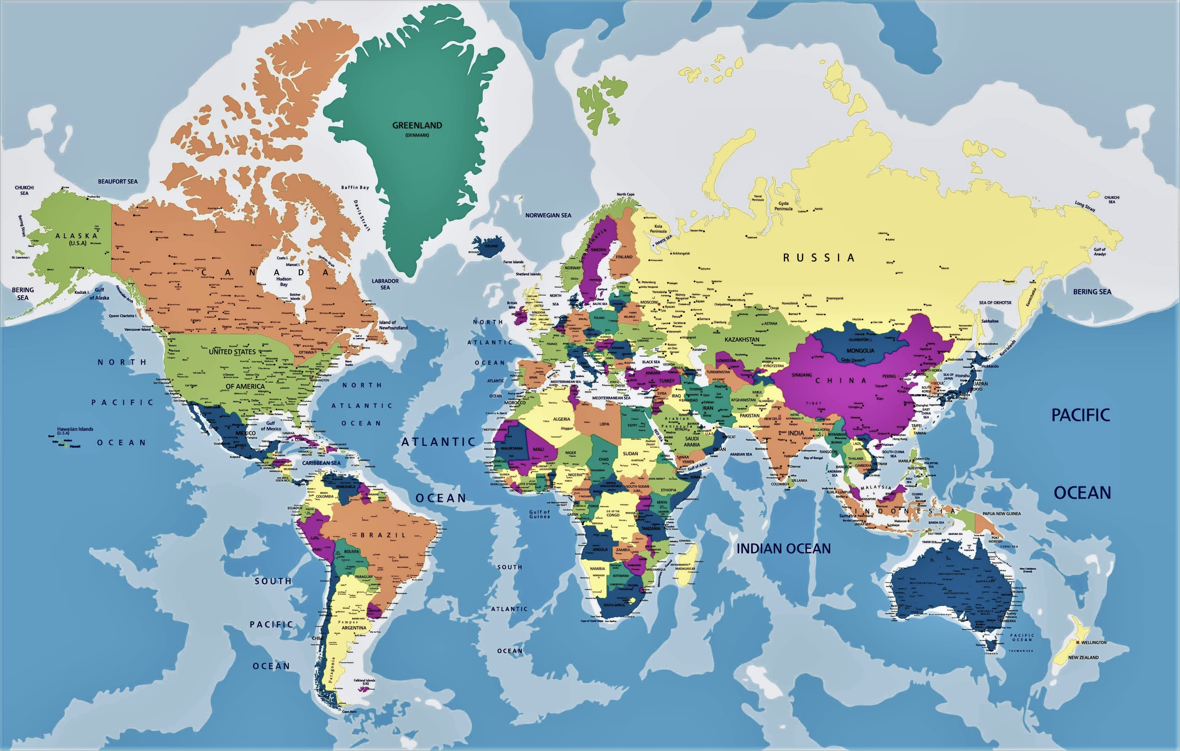 mapa del mundo politico con nombres